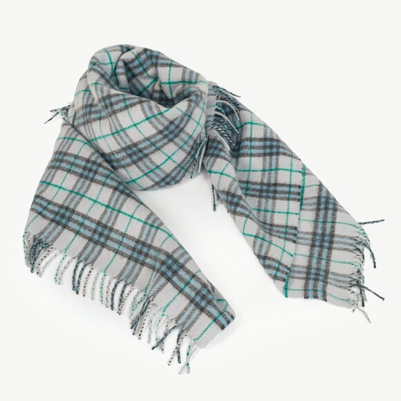 Burberry Light Blue Plaid Cashmere Scarf - Picture 1 of 7